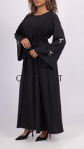 Abaya Negra con Lazos Decorativos
