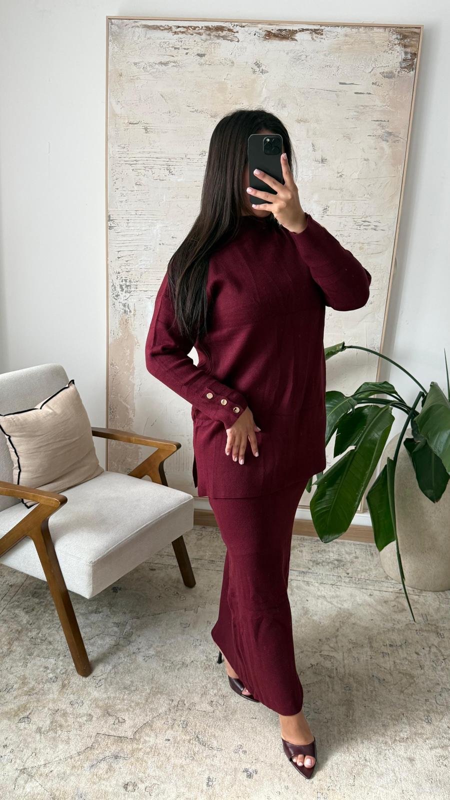 Conjunto de Punto Canalé con Botones