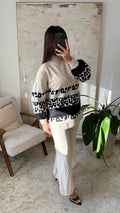 Conjunto Punto Leopardo Beige/Blanco