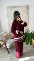 Conjunto Punto Bloques Verticales Burdeos