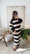 Vestido Largo Rayas Anchas Negro/Blanco
